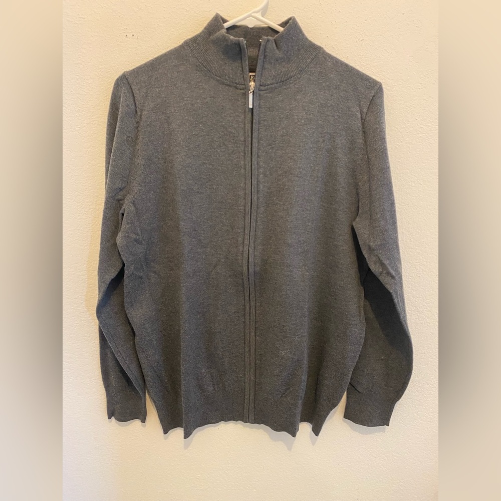 Gray zip up cardigan
